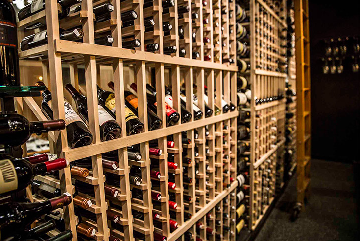Wine racks at the new Anchorage Sullivan's Steakhouse